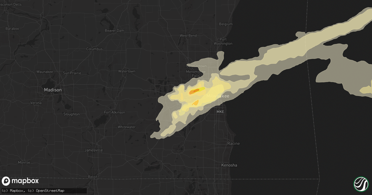 Hail map in Waukesha, WI on June 17, 2014