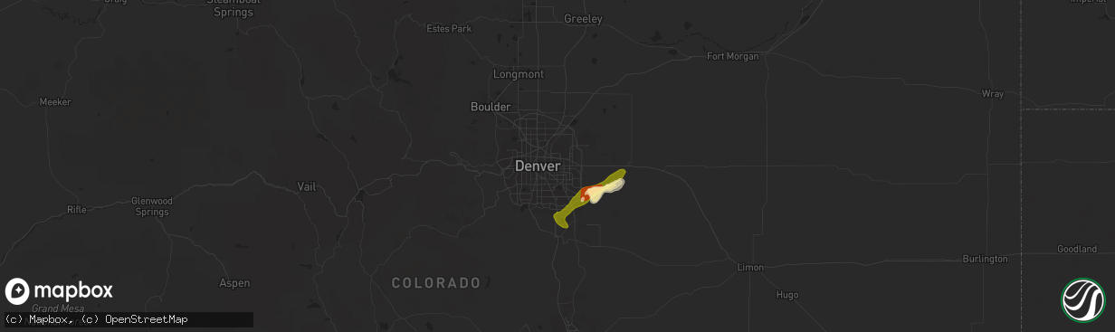 Hail map in Aurora, CO on June 17, 2015