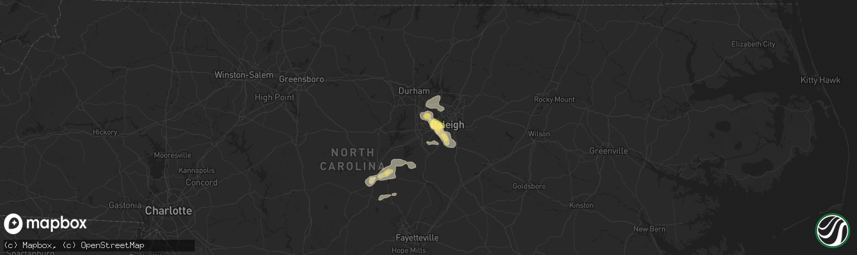 Hail map in Cary, NC on June 17, 2015