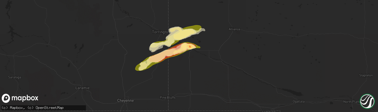 Hail map in Gering, NE on June 17, 2015