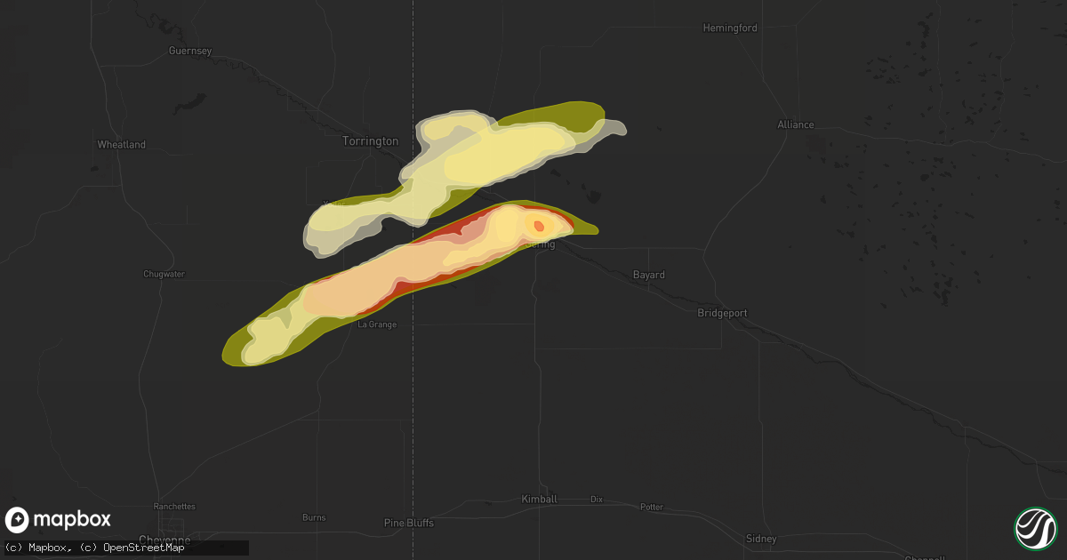 Hail map in Gering, NE on June 17, 2015