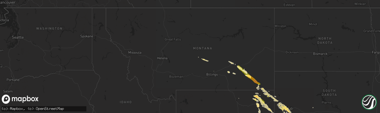 Hail map in Montana on June 17, 2015