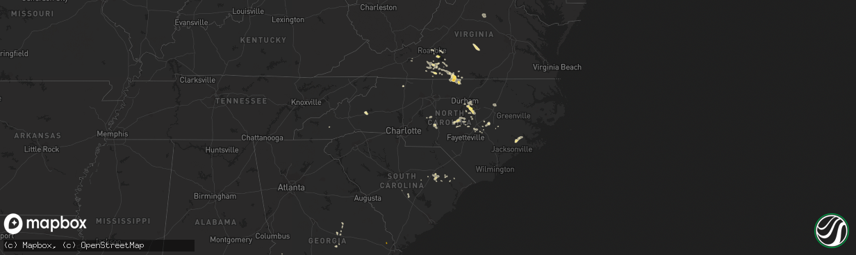 Hail map in North Carolina on June 17, 2015