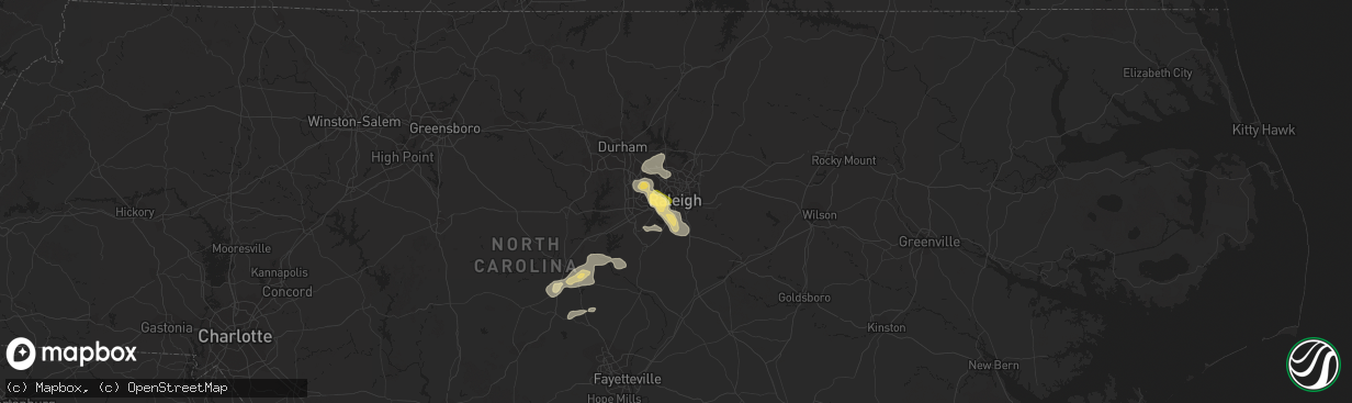 Hail map in Raleigh, NC on June 17, 2015