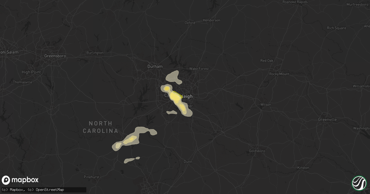 Hail map in Raleigh, NC on June 17, 2015
