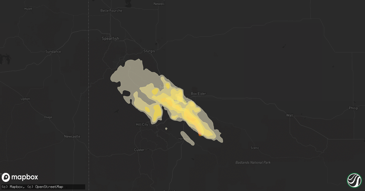 Hail map in Rapid City, SD on June 17, 2015