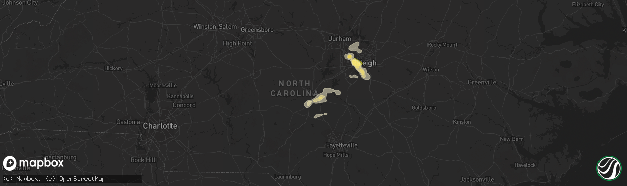 Hail map in Sanford, NC on June 17, 2015