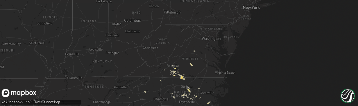 Hail map in Virginia on June 17, 2015