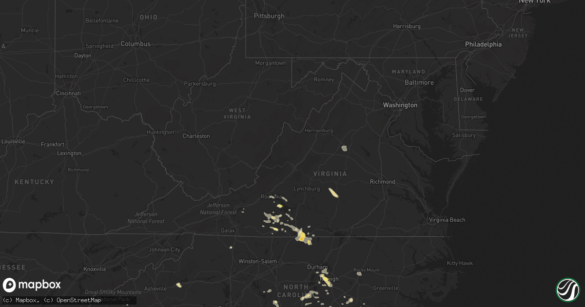 Hail map in Virginia on June 17, 2015