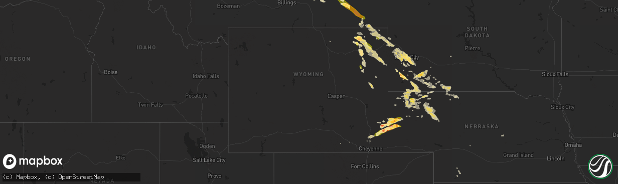 Hail map in Wyoming on June 17, 2015