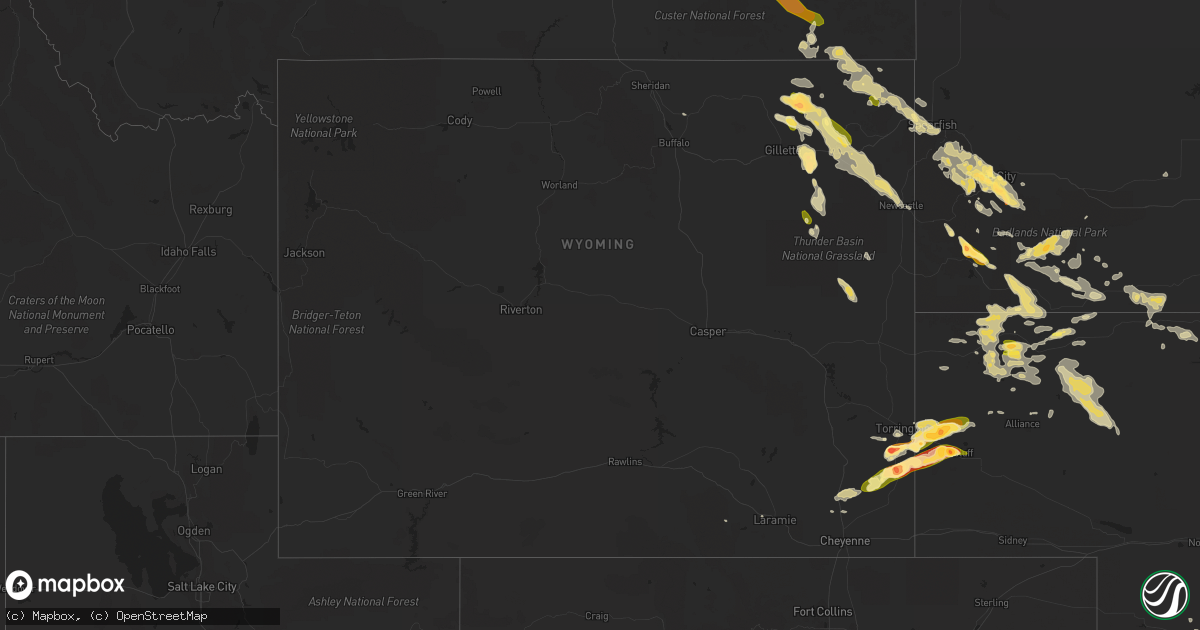 Hail map in Wyoming on June 17, 2015