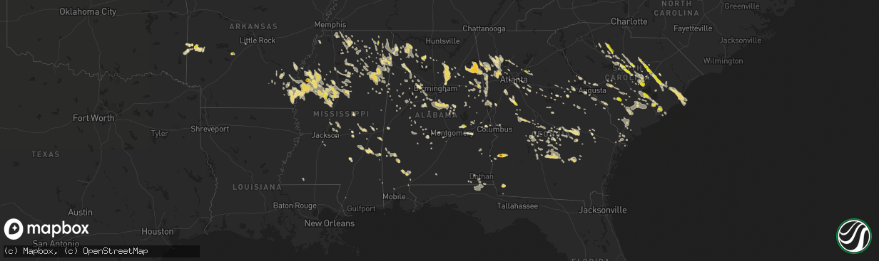 Hail map in Alabama on June 17, 2016
