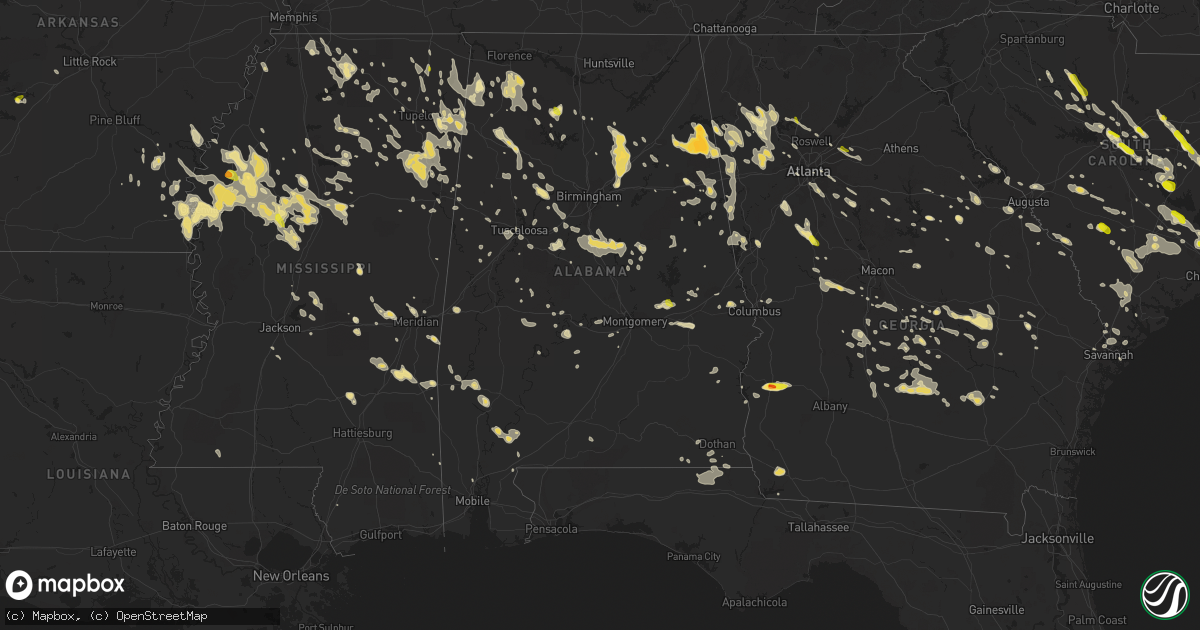Hail map in Alabama on June 17, 2016