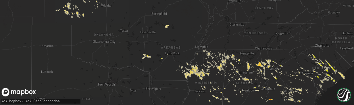 Hail map in Arkansas on June 17, 2016