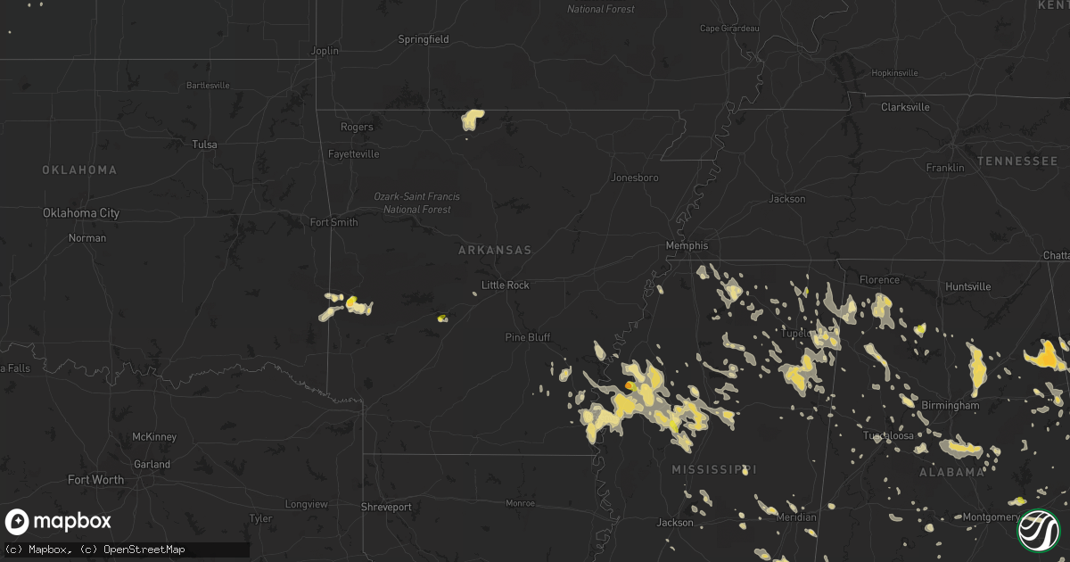 Hail map in Arkansas on June 17, 2016