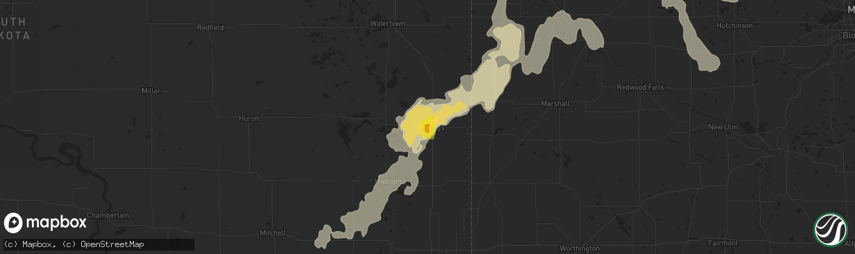 Hail map in Brookings, SD on June 17, 2016