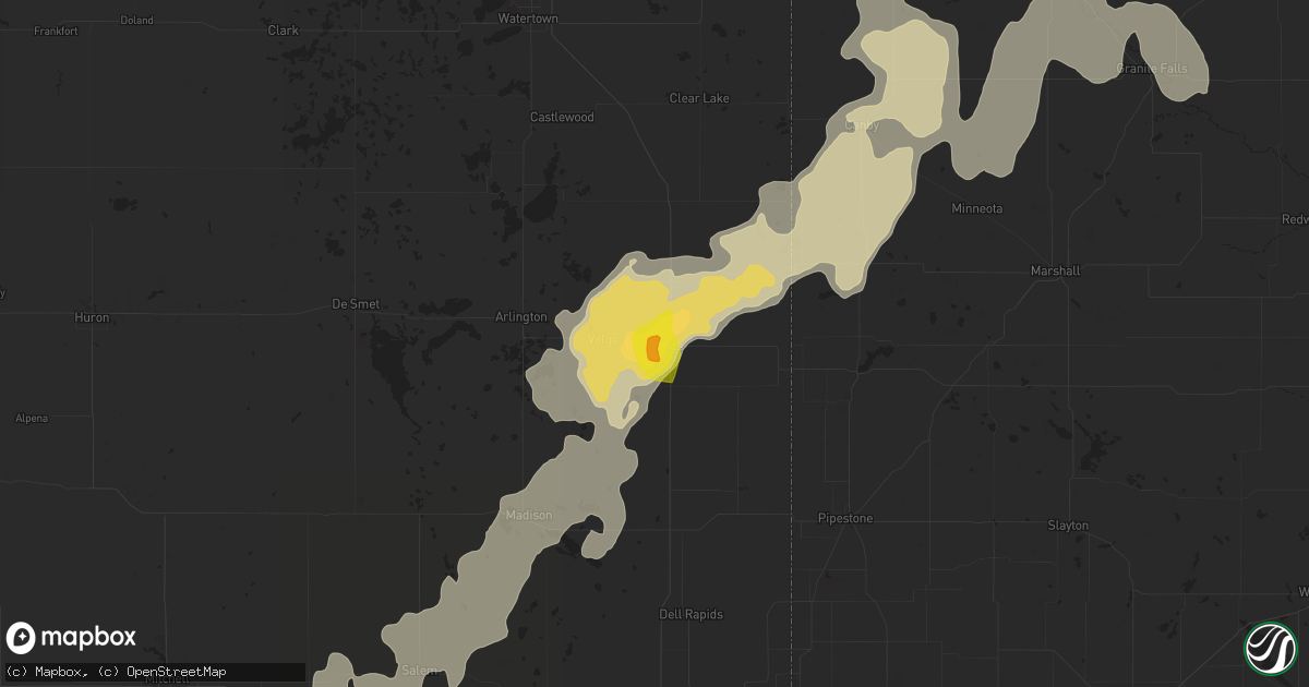 Hail map in Brookings, SD on June 17, 2016