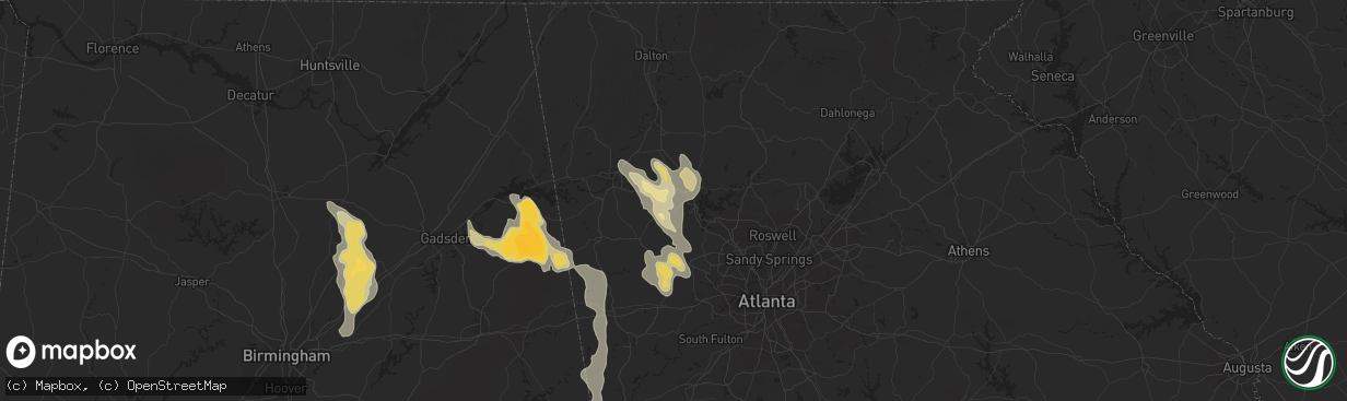 Hail map in Cartersville, GA on June 17, 2016