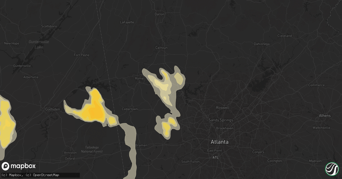 Hail map in Cartersville, GA on June 17, 2016