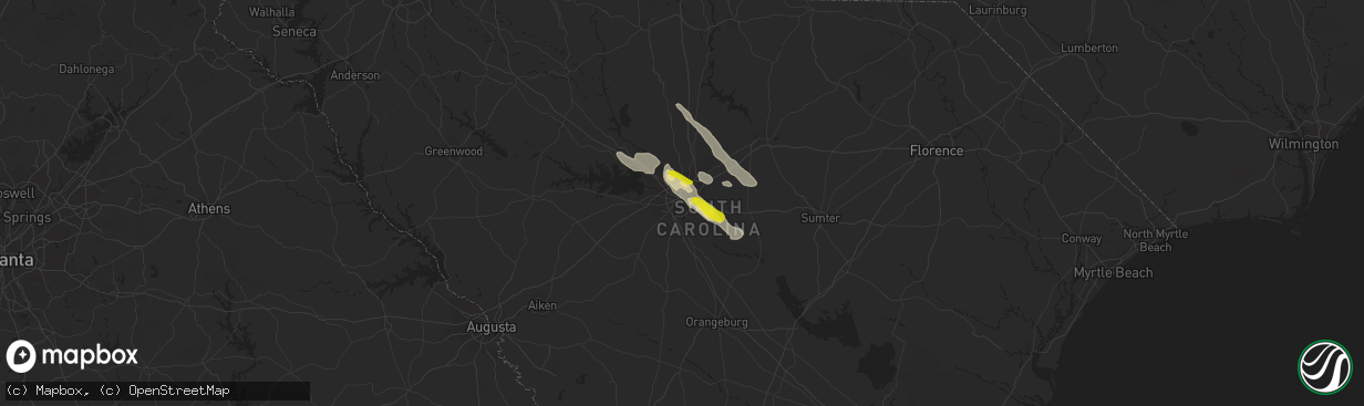 Hail map in Columbia, SC on June 17, 2016