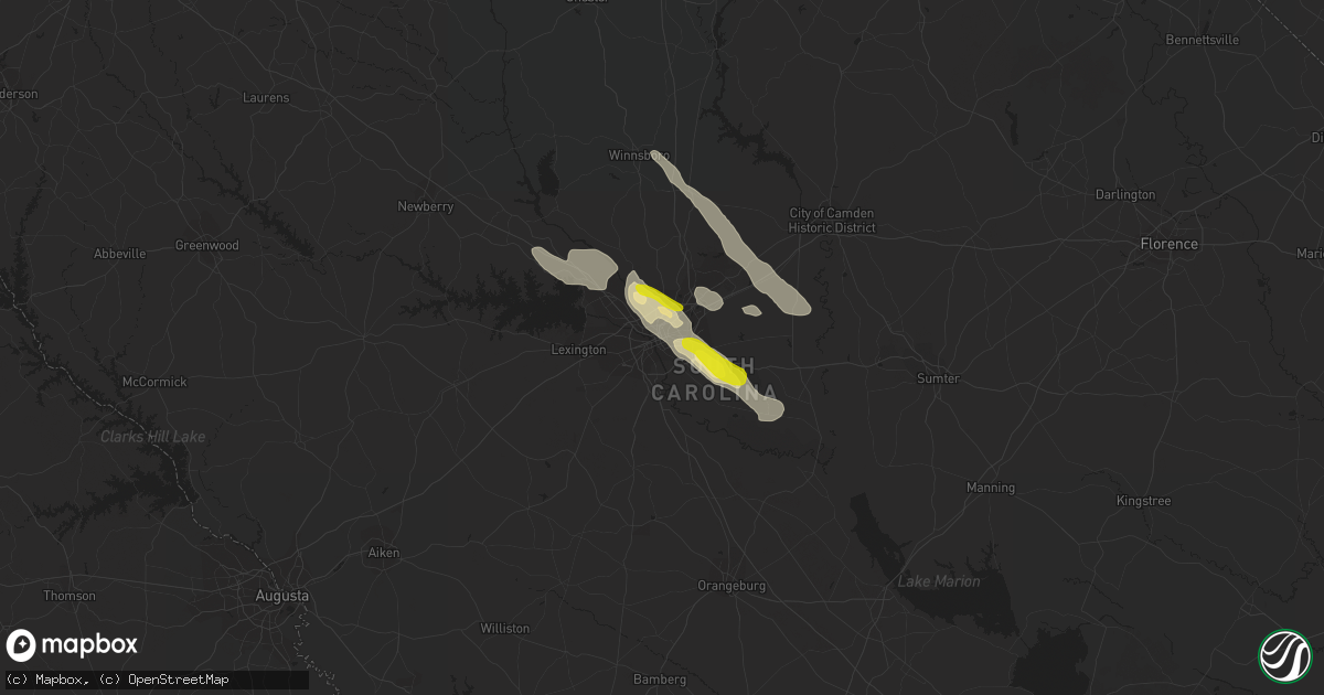Hail map in Columbia, SC on June 17, 2016