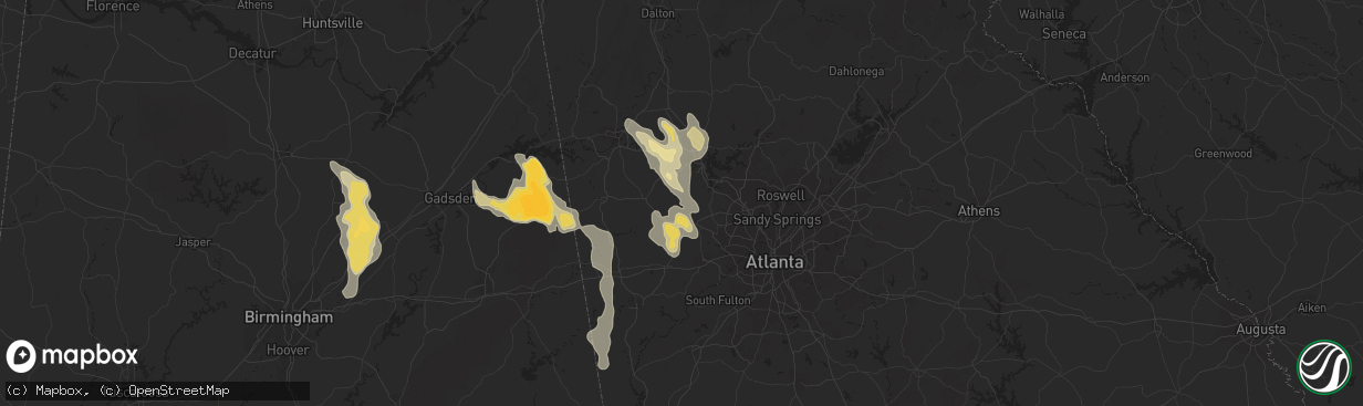 Hail map in Dallas, GA on June 17, 2016