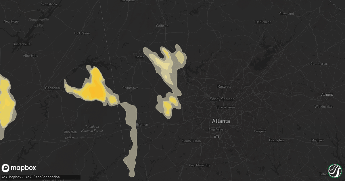 Hail map in Dallas, GA on June 17, 2016