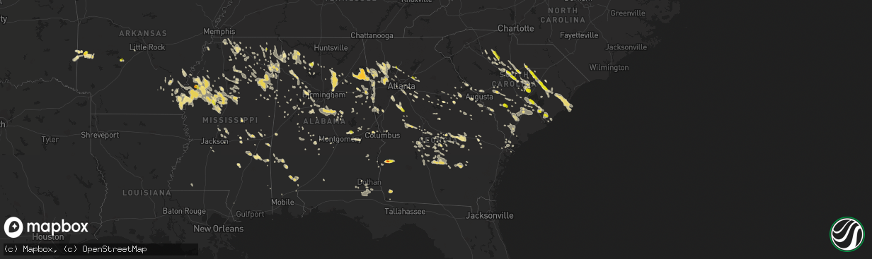 Hail map in Georgia on June 17, 2016