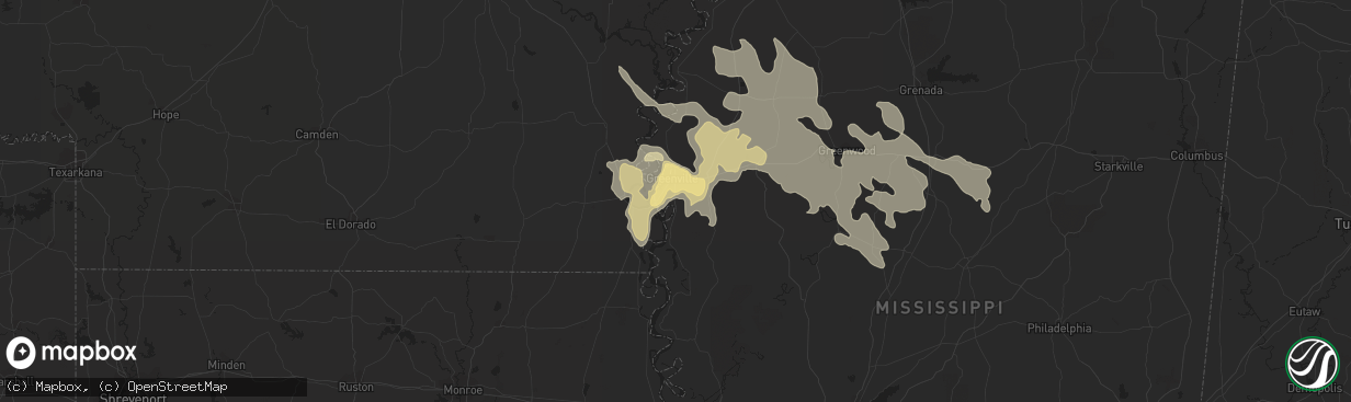 Hail map in Greenville, MS on June 17, 2016