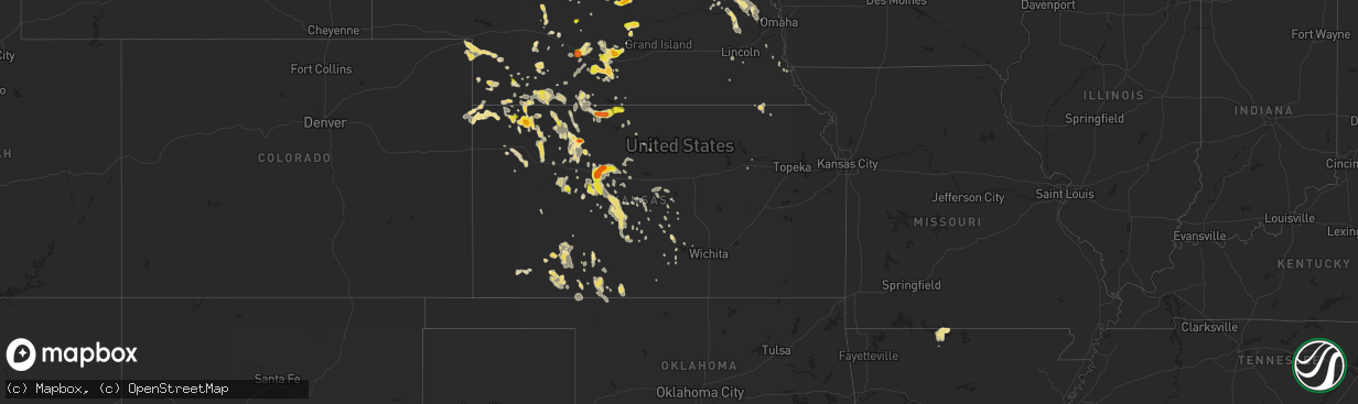 Hail map in Kansas on June 17, 2016