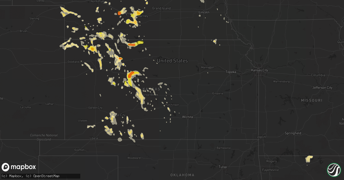 Hail map in Kansas on June 17, 2016