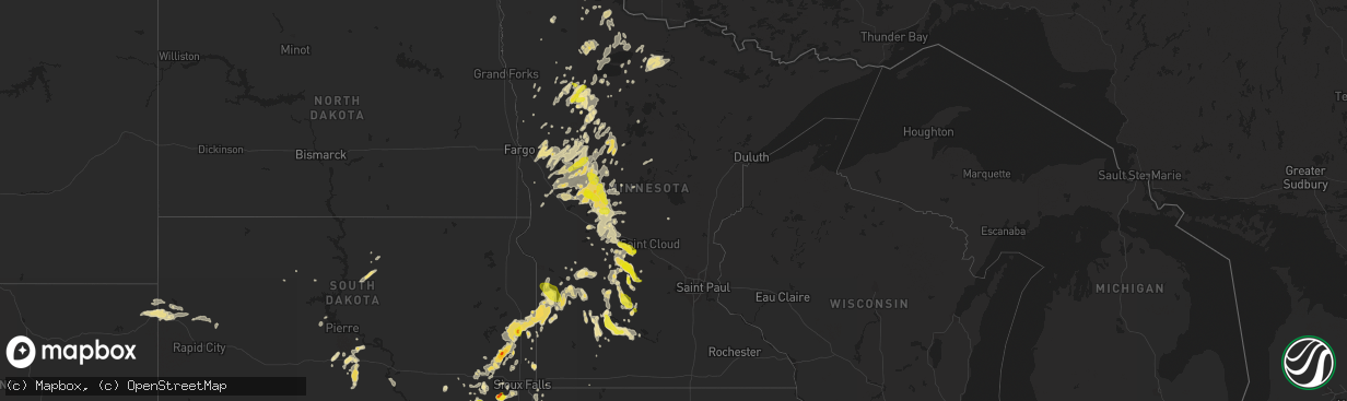 Hail map in Minnesota on June 17, 2016