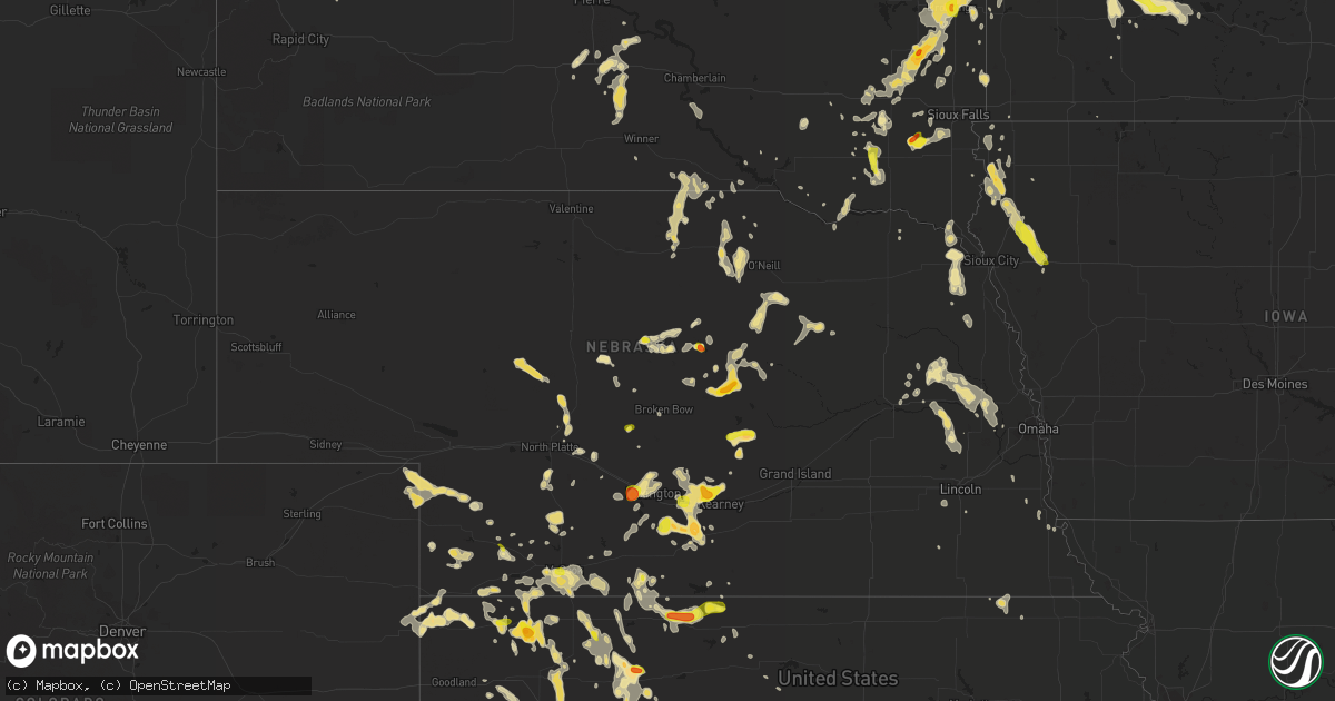 Hail map in Nebraska on June 17, 2016