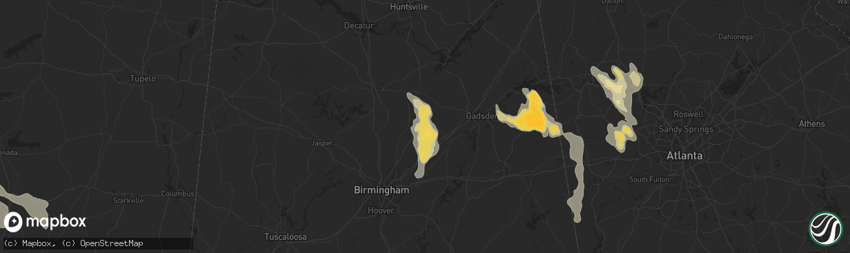 Hail map in Oneonta, AL on June 17, 2016