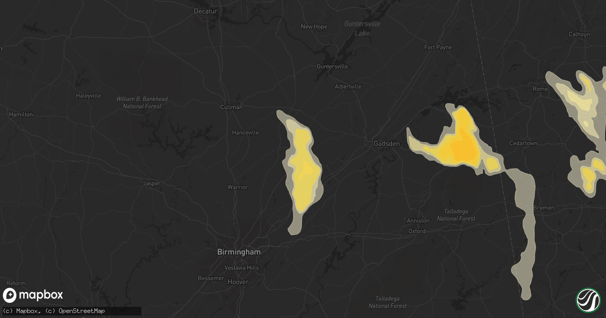 Hail map in Oneonta, AL on June 17, 2016