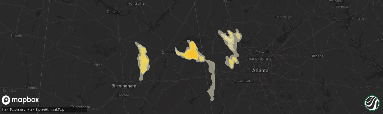 Hail map in Piedmont, AL on June 17, 2016