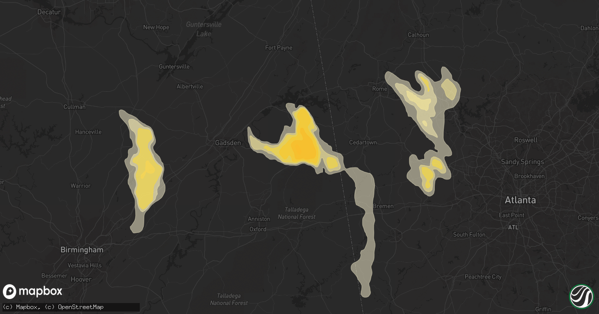 Hail map in Piedmont, AL on June 17, 2016