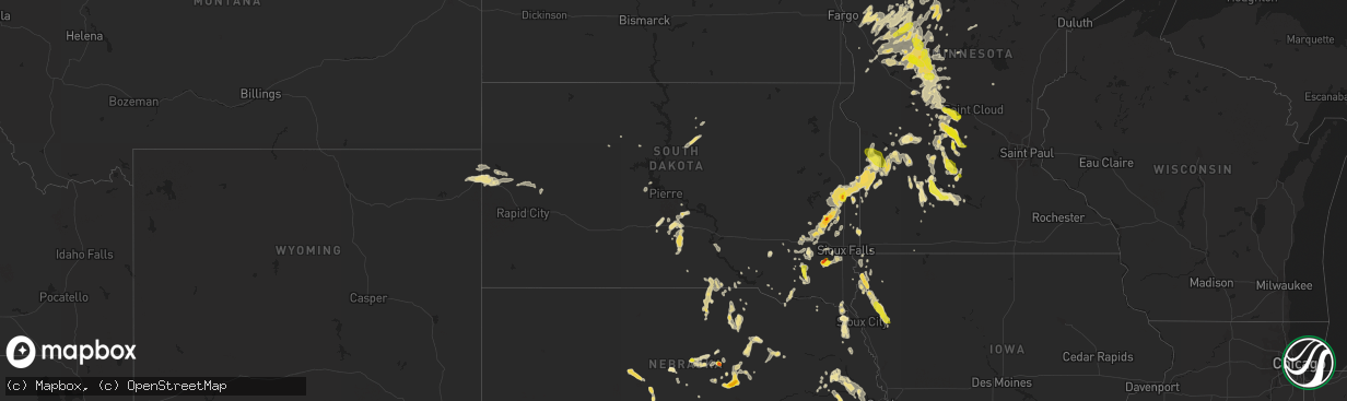 Hail map in South Dakota on June 17, 2016