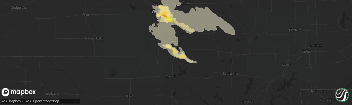 Hail map in Arkansas City, KS on June 17, 2017