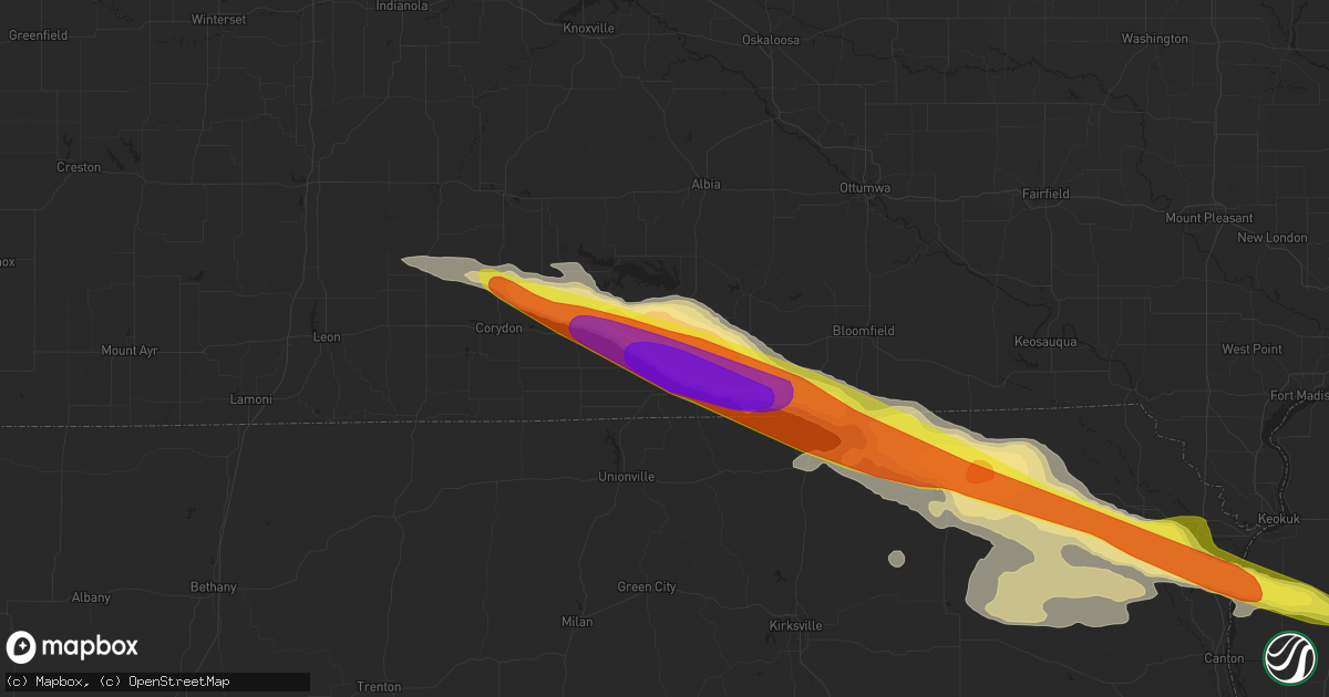 Hail map in Centerville, IA on June 17, 2017
