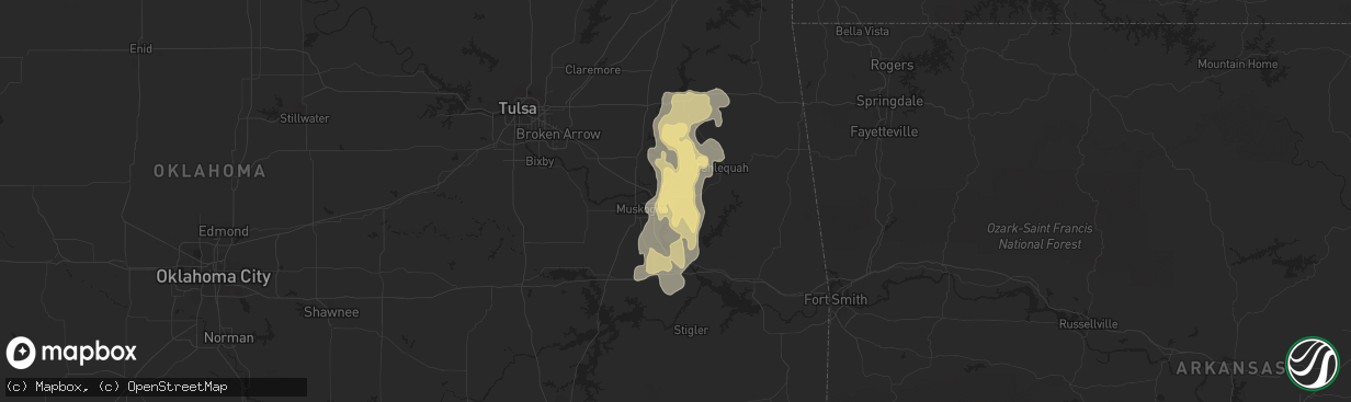 Hail map in Fort Gibson, OK on June 17, 2017