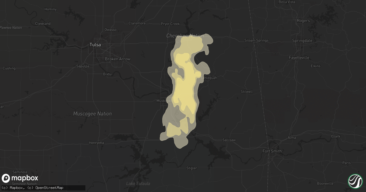 Hail map in Fort Gibson, OK on June 17, 2017