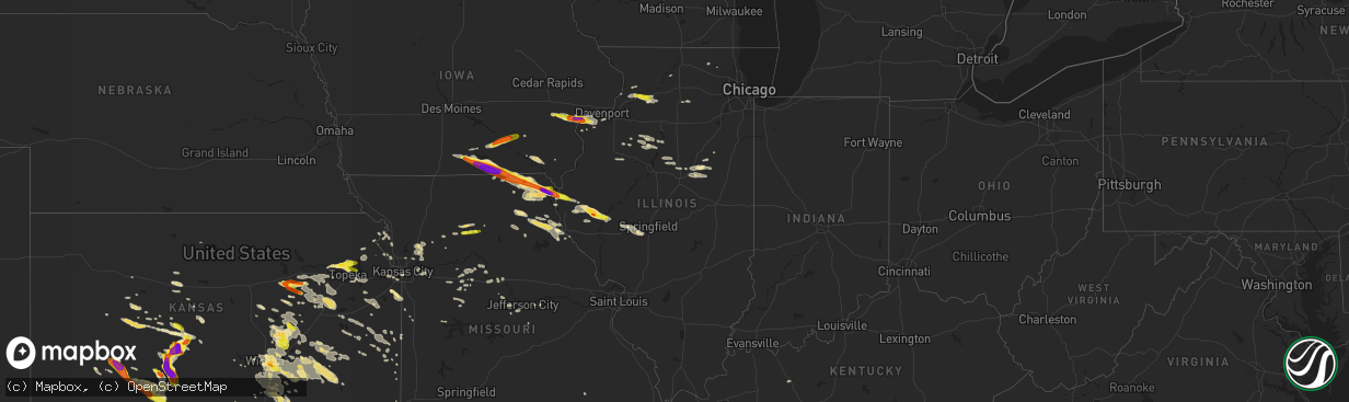 Hail map in Illinois on June 17, 2017