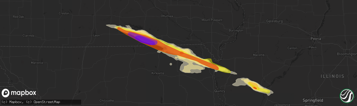 Hail map in Memphis, MO on June 17, 2017