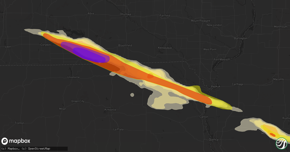 Hail map in Memphis, MO on June 17, 2017