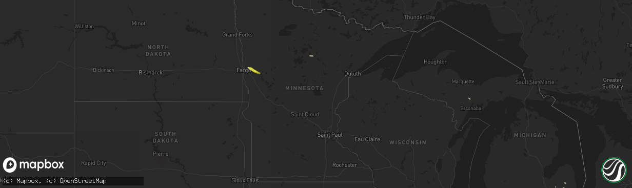 Hail map in Minnesota on June 17, 2017