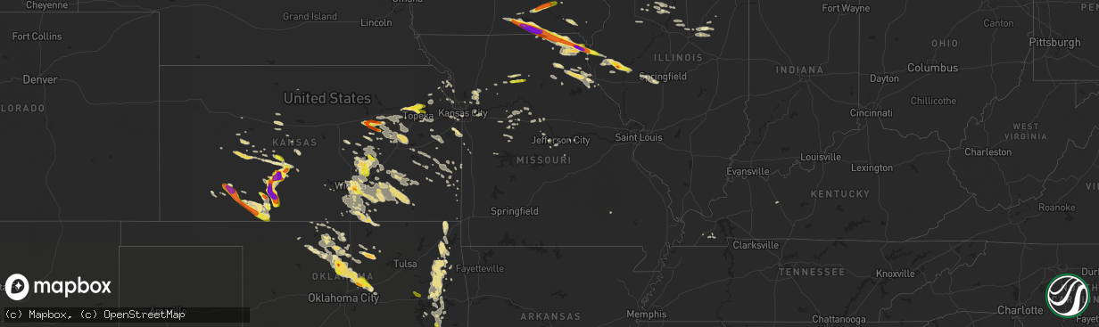 Hail map in Missouri on June 17, 2017