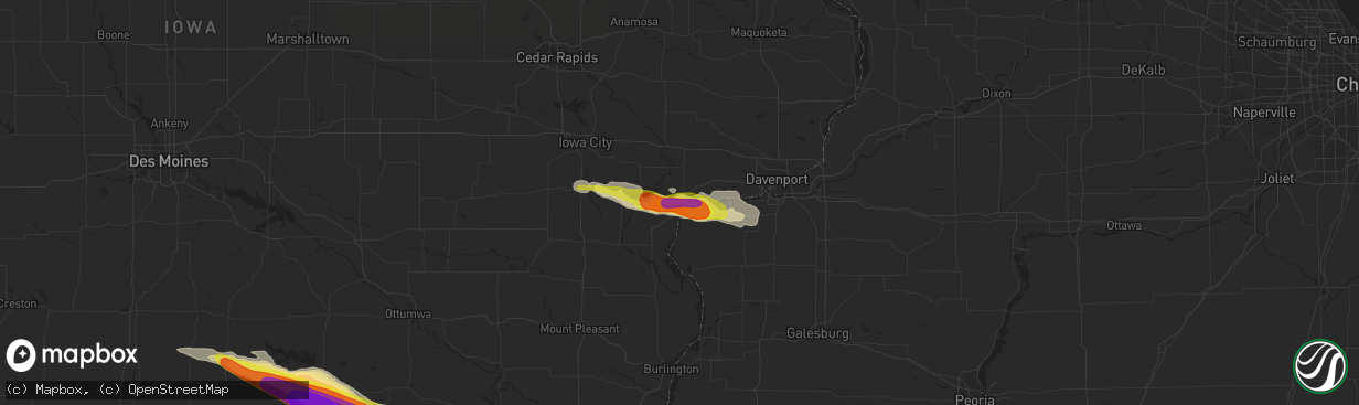 Hail map in Muscatine, IA on June 17, 2017