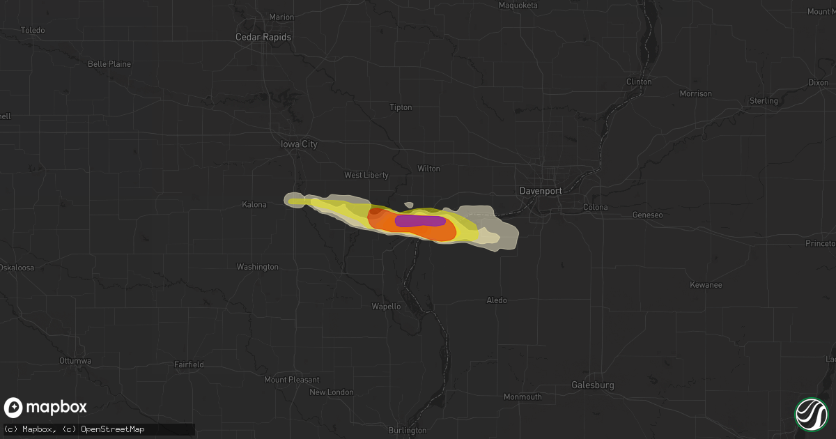 Hail map in Muscatine, IA on June 17, 2017