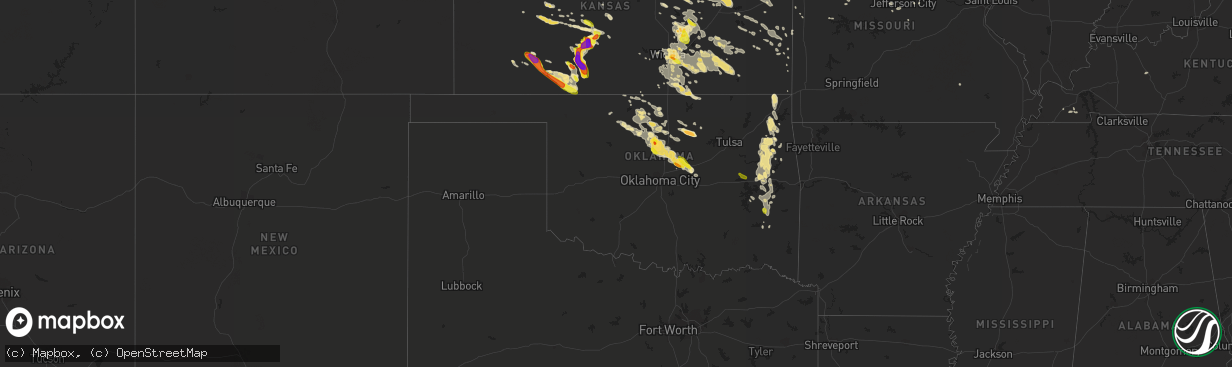 Hail map in Oklahoma on June 17, 2017